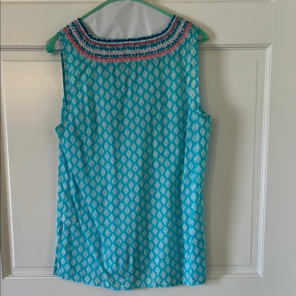 Sleeveless Aqua Patterned Top By Talbots - Picture 12 of 13